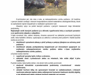 Aktuality / Oznámenie k ochrane lesov pred požiarmi! - foto
