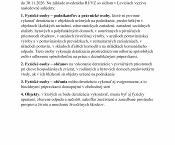 Aktuality / Výzva na vykonanie jesennej preventívnej celoplošnej deratizácie - foto