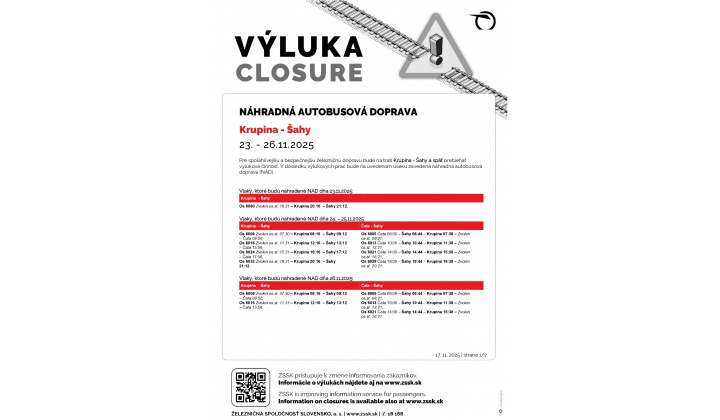 Výluková činnosť Krupina-Šahy a späť